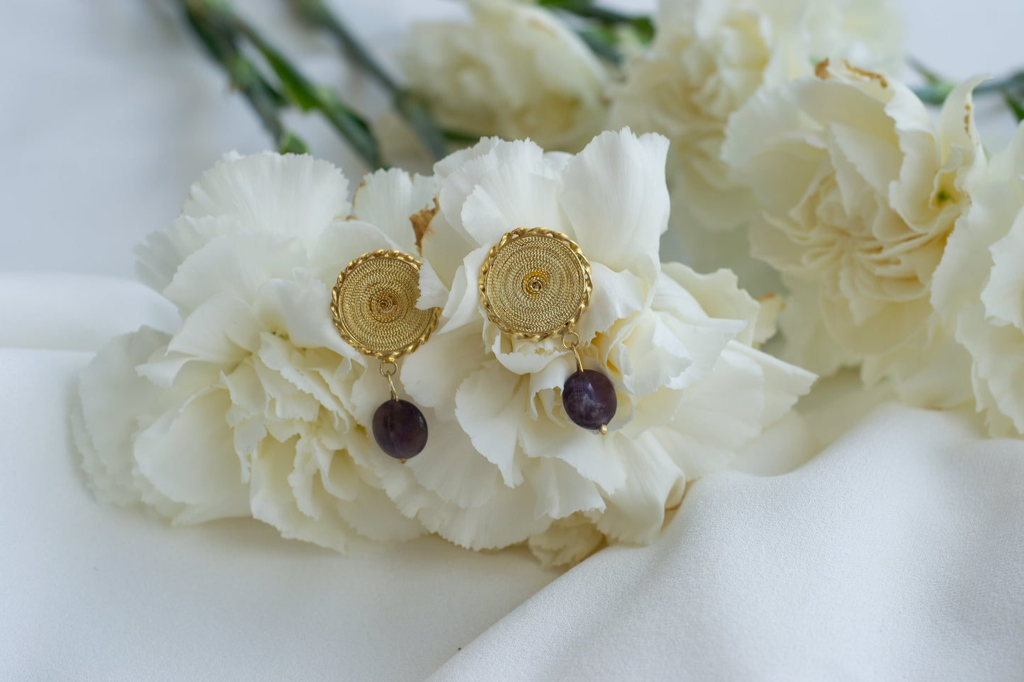 ARETES SOL CON AMATISTA