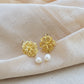 ARETES ROSETAS CON PERLA DE RÍO