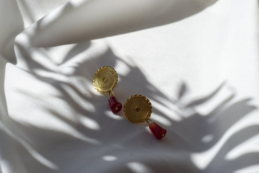 ARETES SOL CON ÁGATA CILÍNDRICA