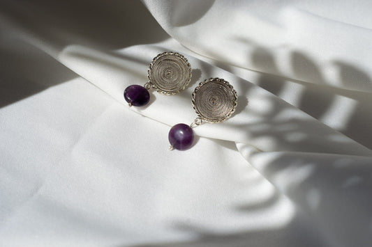 ARETES SOL CON AMATISTA